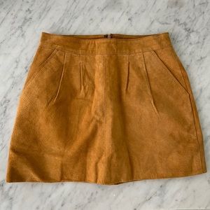 Suede Camel Colored Mini Skirt